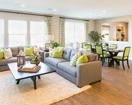 Beautiful Open Concept Interior Living Room of House.