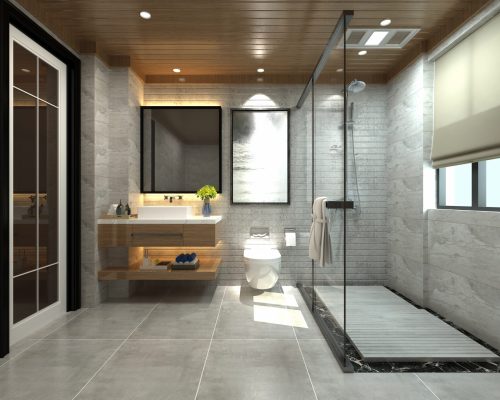3d render of modern luxury bathroom